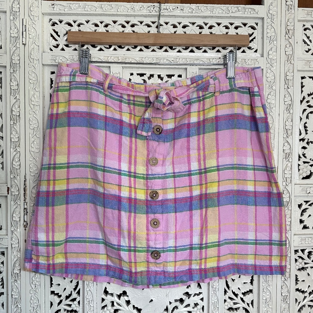 Purple & More Linen Blend Plaid Preppy Coquette Skort Sz‎ Petite Large